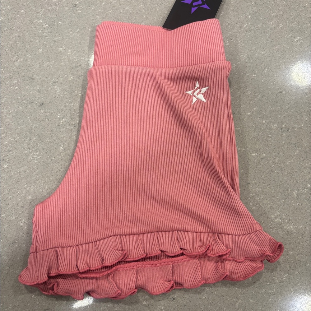 Pink Ruffle rebel athletic Hem Shorts